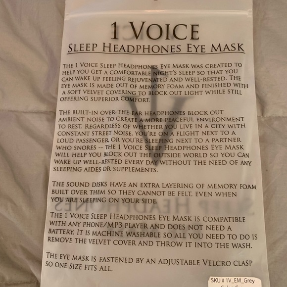 1 Voice Sleep Headphones Eye Mask - Picture 2 of 6